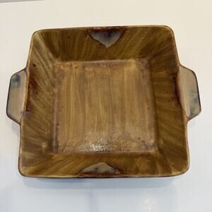 Sango Splash 4951 Stoneware 9”x 9” Baking Dish Brown Drip Glaze